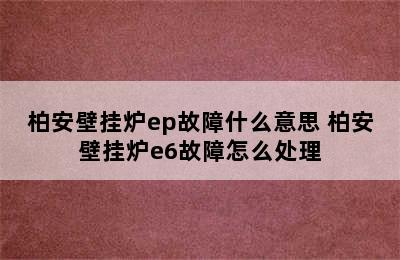 柏安壁挂炉ep故障什么意思 柏安壁挂炉e6故障怎么处理